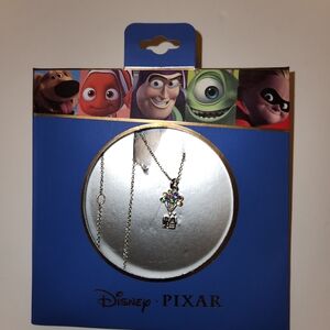 Up Movie Silver Necklace with Multicolor Balloons Carrying House Pendant